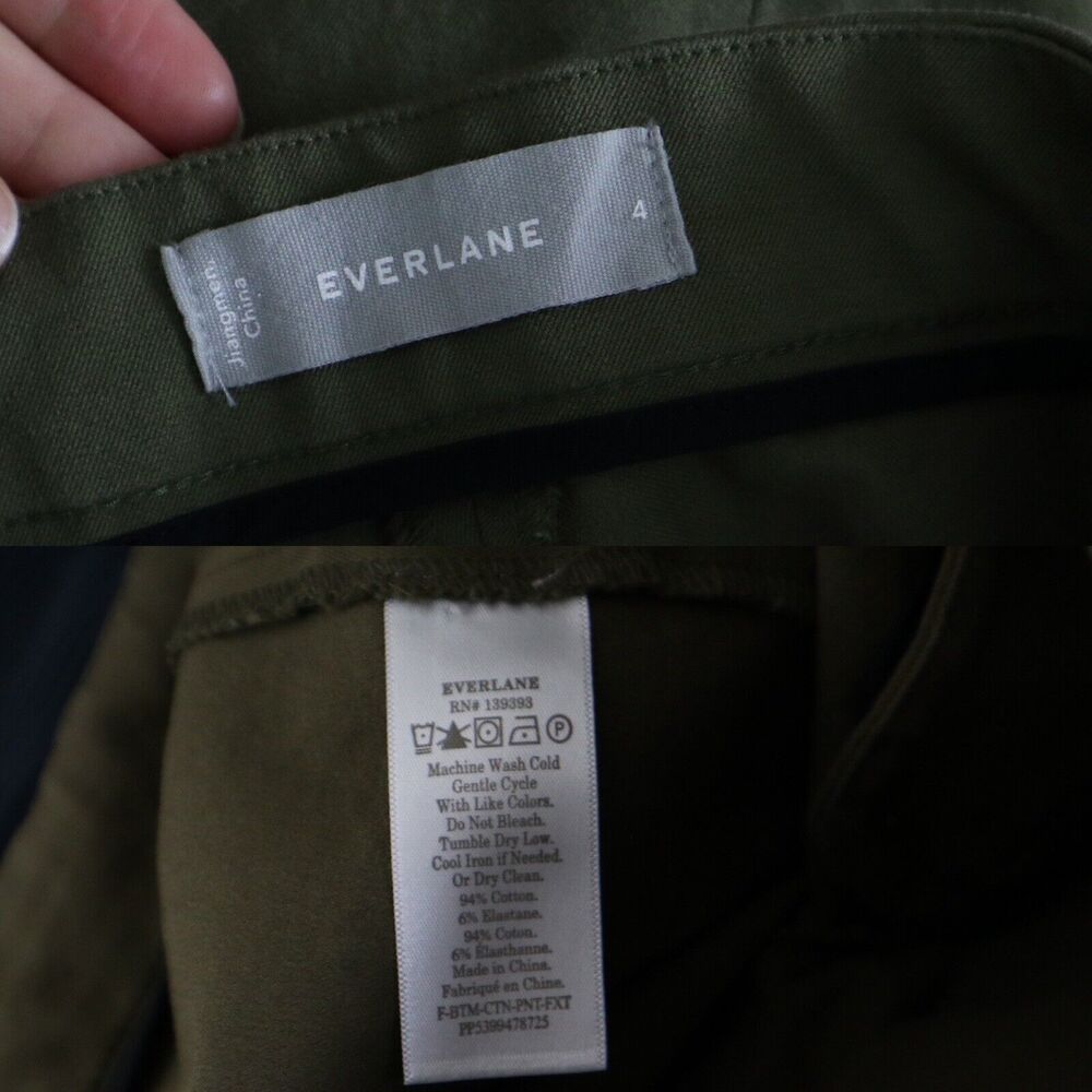 Everlane Size 4 The Fixed-Waist Stretch Cotton Pant Military Olive Green - Picture 4 of 9
